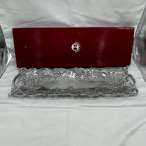 Arthur Court Serving Tray Embossed Grape Vines Cast Aluminum
